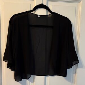 Black Sheer Open-Front Cardigan